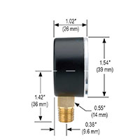 100 Series 0 to 100 psi Pressure Range Acrylonitrile Butadiene Styrene (ABS) and Steel Case Dry Pressure Gauge (15-100-100-psi/bar)