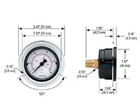 100 Series 0 to 1,000 psi Pressure Range Acrylonitrile Butadiene Styrene (ABS) and Steel Case Dry Pressure Gauge with Front Flange