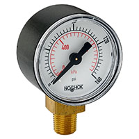 100 Series 0 to 100 psi Range Acrylonitrile Butadiene Styrene (ABS) and Steel Case Dry Pressure Gauge (15-100-100-psi/bar)