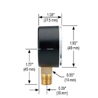 100 Series 0 to 100 psi Pressure Range Acrylonitrile Butadiene Styrene (ABS) and Steel Case Dry Pressure Gauge (20-100-100-psi/bar)