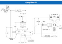 Flange-Female Dimensions for 200002 Series Narrow Block and Bleed 2 Manifold Valves with Hard and Soft Seat
