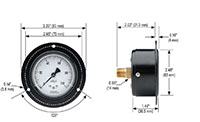 200 Series 2-1/2 in. Gauge Size Diaphragm Dry Low Pressure Gauge with Front Flange - 3