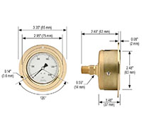 300 Series 15 ft Capillary Length Vapor Actuated Remote Dial Indicating Thermometer (25-310-0-1-7-2-15-3-2) - 2