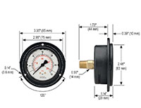 900 Series 0 to 1,000 psi Pressure Range Acrylonitrile Butadiene Styrene (ABS) and Stainless Steel Liquid Filled Pressure Gauge with Front Flange - 3