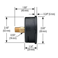 900 Series 0 to 1,000 psi Pressure Range Acrylonitrile Butadiene Styrene (ABS) and Stainless Steel Liquid Filled Pressure Gauge - 2