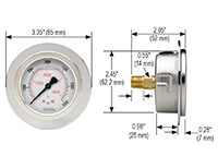 900 Series 0 to 1.6 bar Acrylonitrile Butadiene Styrene (ABS) and Stainless Steel Liquid Filled Pressure Gauge with Flange Ring - 3