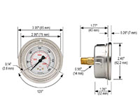 900 Series 0 to 1.6 bar Acrylonitrile Butadiene Styrene (ABS) and Stainless Steel Liquid Filled Pressure Gauge with Front Flange - 4