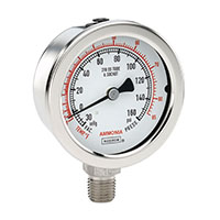 400 Series -30 inHg to 0 to 160 psi Range All Stainless Steel Dry and Liquid Filled Pressure Gauge (25-400-30/160-AMMONIA)