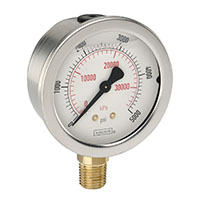 900 Series 0 to 10,000 psi Range Acrylonitrile Butadiene Styrene (ABS) and Stainless Steel Liquid Filled Gauge (25-901-10000-psi/kPa)