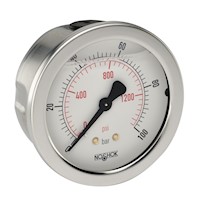 900 Series 0 to 100 psi Pressure Range Acrylonitrile Butadiene Styrene (ABS) and Stainless Steel Liquid Filled Pressure Gauge