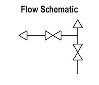 Flow Schematics for 2604/2704 Series 0.156 in. Orifice Block and Bleed 2 Manifold Valves with Hard Seat and Soft Tip