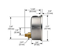 900 Series 0 to 10,000 psi Pressure Range Acrylonitrile Butadiene Styrene (ABS) and Stainless Steel Liquid Filled Pressure Gauge (40-911-10000-psi) - 2