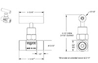 100 Series 1/8 in. Connection Size Mini Needle Valve with Hard Seat (101-FFB) - 2