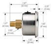 900 Series Acrylonitrile Butadiene Styrene (ABS) and Stainless Steel Liquid Filled Pressure Gauge (15-911-Series)_Dim