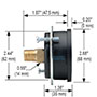 100 Series 0 to 1,000 psi Pressure Range Acrylonitrile Butadiene Styrene (ABS) and Steel Case Dry Pressure Gauge with Panel Mount Clamp (25-110-1,000-psi/kPa)