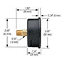 900 Series 0 to 1,000 psi Pressure Range Acrylonitrile Butadiene Styrene (ABS) and Stainless Steel Liquid Filled Pressure Gauge - 2