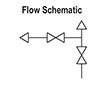 Flow Schematics for 2604/2704 Series 0.156 in. Orifice Block and Bleed 2 Manifold Valves with Hard Seat and Soft Tip