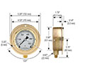 300 Series 4 in. Size Brass Case Liquid Filled Pressure Gauge - 3