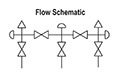 Flow Schematics for 5030/5130 Series Natural Gas 5 Manifold Valves with Hard and Soft Seat/Tip