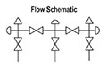 Flow Schematics for 5530 Series 0.375 in. Orifice Natural Gas 5 Manifold Valves with Soft Seat/Tip